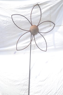 Lot 172 - A decorative metal garden figure of a flower,...