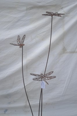 Lot 212 - A metal figure formed as three dragonflies in...