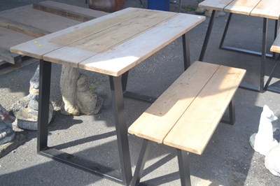 Lot 244 - Metal framed garden table and bench