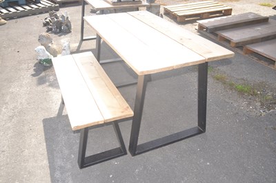 Lot 246 - Metal framed garden table and bench