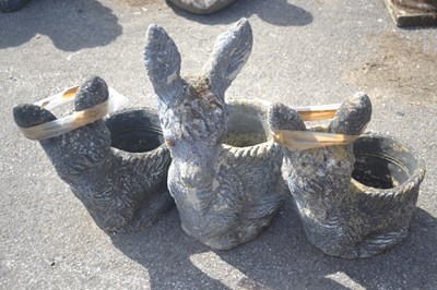 Lot 252 - Three various moulded donkey planters