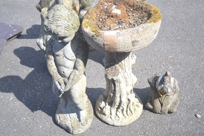 Lot 257 - A bird bath together with a statue and a small...