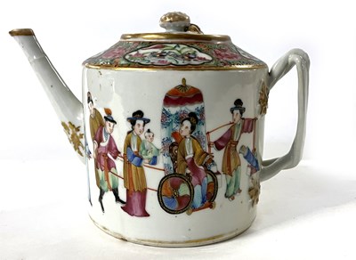 Lot 206 - A 19th Century Cantonese porcelain teapot and...