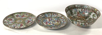 Lot 208 - A Cantonese porcelain bowl with typical...