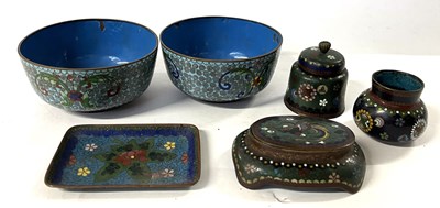 Lot 218 - Group of vintage Cloisonne wares comprising...