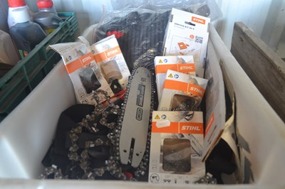 Lot 399 - Box of various Stihl chainsaw chains and other...