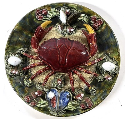 Lot 253 - An Alves Da Cunha Palissy type dish decorated...