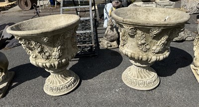 Lot 105 - Pr of large ornately decorated composition...