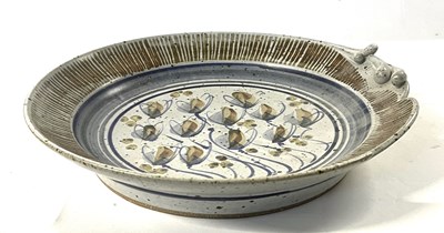 Lot 257 - A large Studio Pottery dish with floral...