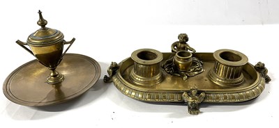 Lot 265 - A brass Regency style ink stand together with...