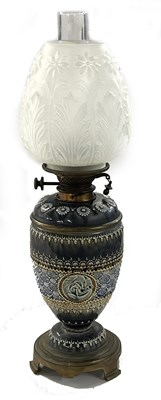 Lot 279 - A 19th Century Doulton Lambeth oil lamp, the...