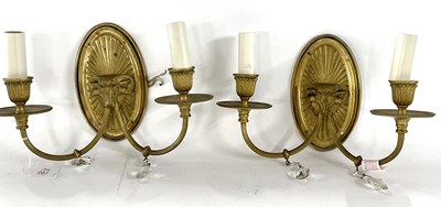 Lot 305 - Two brass wall lights with candle type sconces