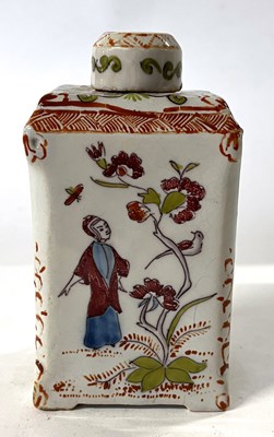 Lot 330 - An 18th Century style Delft caddy and cover...