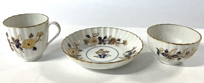 Lot 339 - A further Derby trio circa 1790 with blue and...