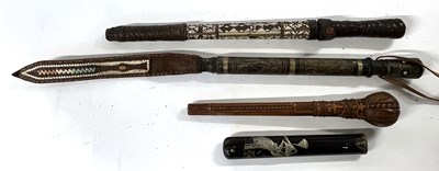 Lot 383 - A wooden parasol holder, 19th Century with a...