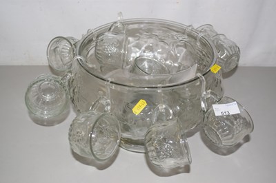Lot 513 - Punch bowl with glasses and ladle