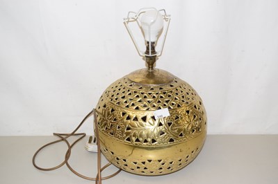 Lot 540 - Large spherical brass table lamp base