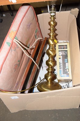 Lot 581 - Mixed Lot:  Brass table lamp base, bird prints...