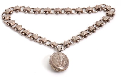 Lot 217 - A Victorian locket and chain, the oval...