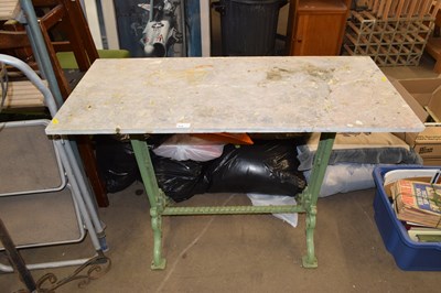 Lot 818 - Table formed from sewing machine stand and...