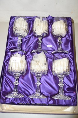 Lot 136 - A boxed set of six wine glasses