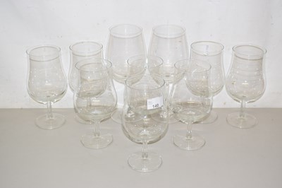 Lot 140 - A set of eight clear wine glasses  plus two...