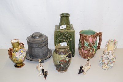 Lot 151 - Mixed Lot: Green glazed figural vase...