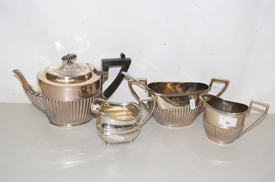 Lot 54 - A three piece electro plated tea set and a...