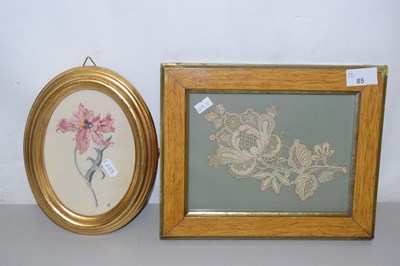 Lot 85 - A floral needlework picture and a piece of...