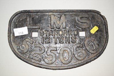 Lot 113 - An LMS cast iron railway sign