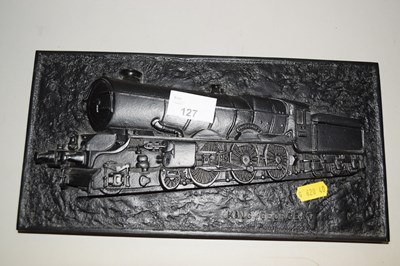 Lot 127 - A King George V relief model train plaque