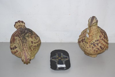 Lot 187 - A pair of modern pottery birds initialled RB...