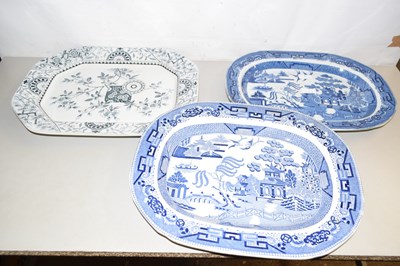 Lot 2 - Group of three blue and white meat plates