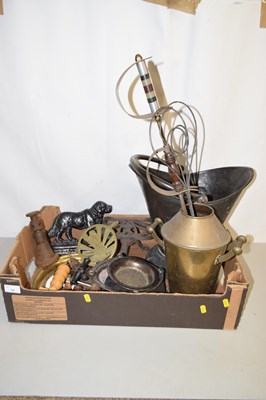 Lot 16 - Mixed Lot: Coal bucket, cast iron door stop...
