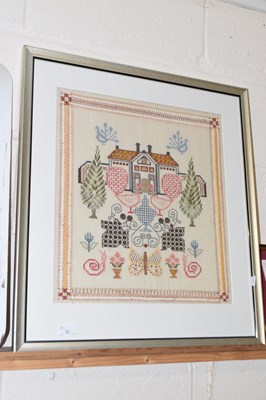 Lot 32 - A contemporary needlework picture of a country...