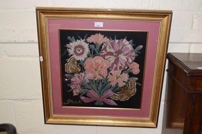 Lot 247 - A woolwork picture of flowers "Pink", gilt framed