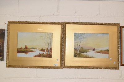 Lot 260 - Pair of watercolours, boats on the water,...