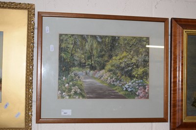 Lot 261 - Figures on the garden path, pastel, Layelah...