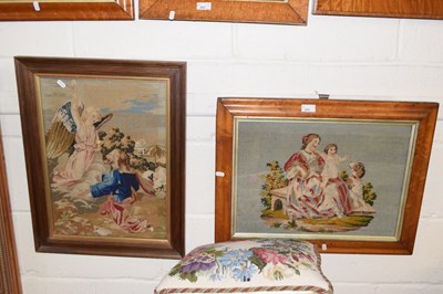 Lot 265 - A raised needlepoint picture of a figure and...