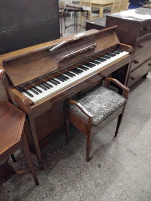 Lot 329 - A Kemble Minx walnut cased piano with...