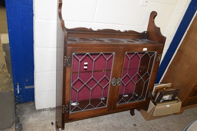 Lot 344 - An oak lead glazed wall distplay cabinrt