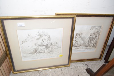 Lot 353 - After Pesero a pair of classical engravings...