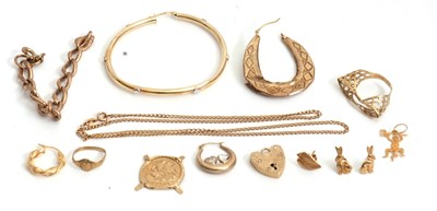 Lot 206 - A mixed lot of gold and yellow metal jewellery:...