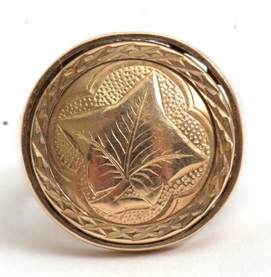 Lot 175 - A 9ct ring, with later inset ivy leaf...
