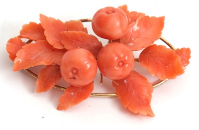 Lot 167 - A coral spray brooch, the carved coral brooch...