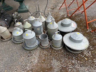 Lot 150d - Ten various galvanised Chicken Drinkers