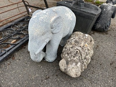 Lot 266a - Two moulded Animal Figures, Elephant & Hippo