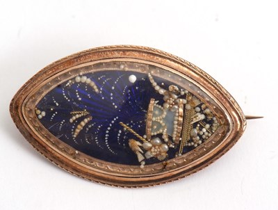 Lot 99 - A Georgian enamel and seed pearl brooch, the...