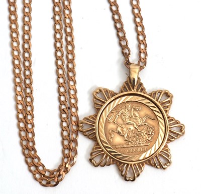 Lot 180 - A 1947 St George coin pendant necklace, the St...