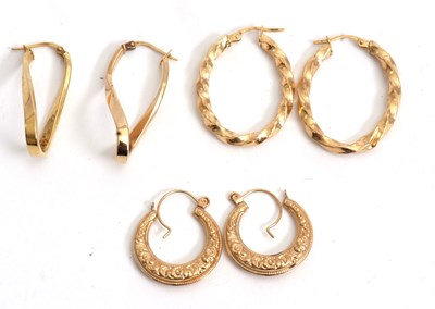 Lot 155 - Three pairs of earrings: including a pair of...